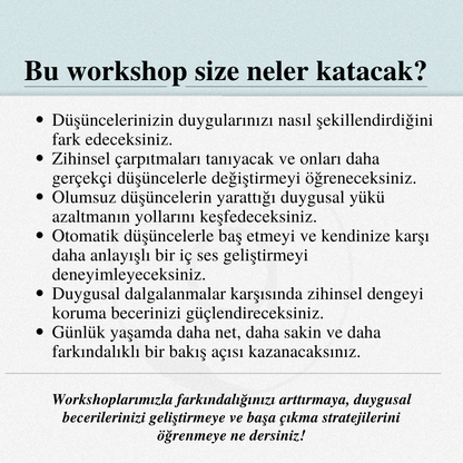 Bilişsel Yeniden Yapılandırma Atölyesi: Zihinsel Yanılsamalardan Duygusal Netliğe