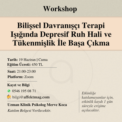 Bilişsel Davranışçı Terapi Işığında Depresif Ruh Hali ve Tükenmişlik İle Başa Çıkma