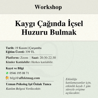 Kaygı Çağında İçsel Huzuru Bulmak