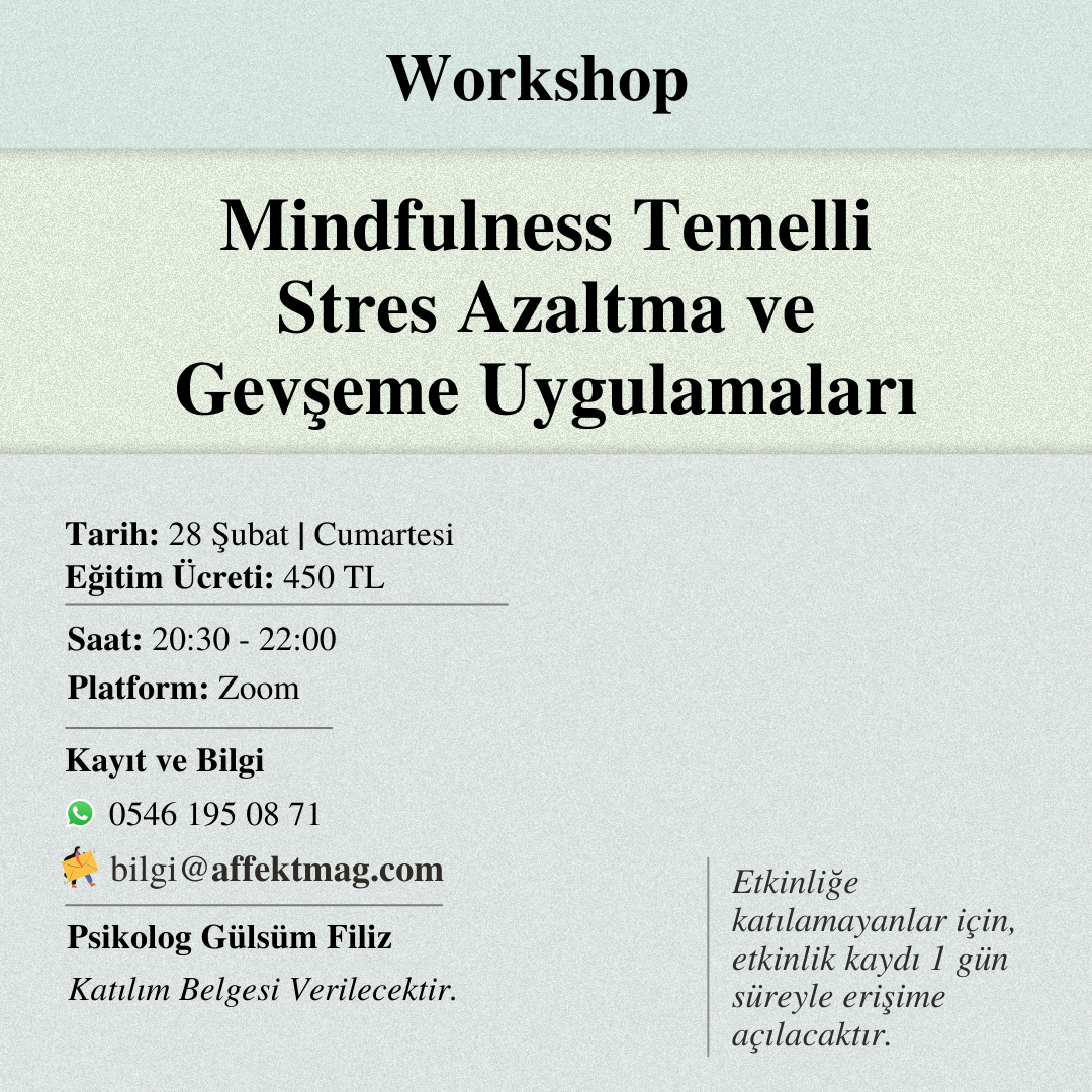 Mindfulness Temelli Stres Azaltma ve Gevşeme Uygulamaları